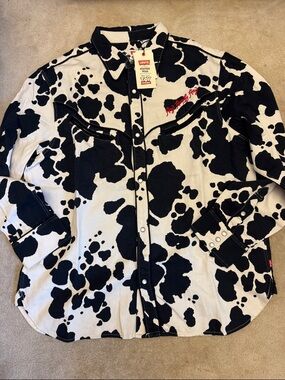 Levi's Black and White Cow-Print Western Shirt Jacket
